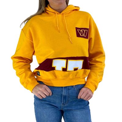 Women's Refried Apparel Gold Washington Commanders Cropped Pullover Hoodie