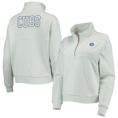 Women's The Wild Collective Light Blue Chicago Cubs Two-Hit Quarter-Zip Pullover Top