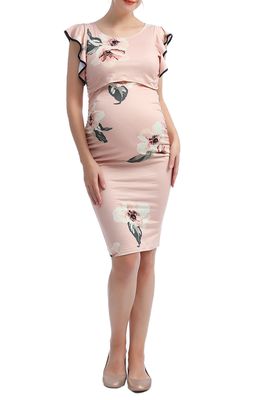 Kimi and Kai Margo Floral Body-Con Maternity/Nursing Dress in Multicolored