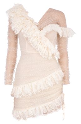 HOUSE OF CB Sorrel Tulle Asymmetric Minidress in Ivory