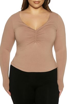 Naked Wardrobe Front Ruched Top in Coco