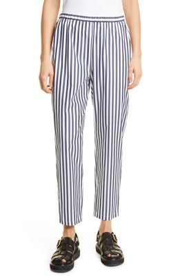 Max Mara Leisure Stripe Cotton Pants in Midnightblue