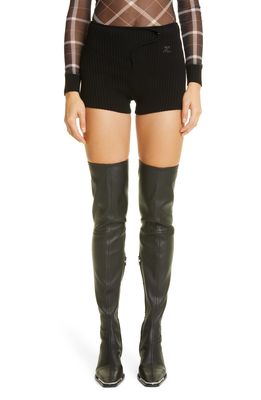 Courreges Rib Knit Shorts in Black