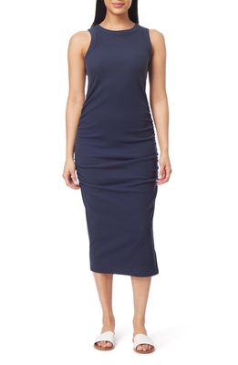 C & C California Frances Cotton Blend Rib Body-Con Dress in Mood Indigo