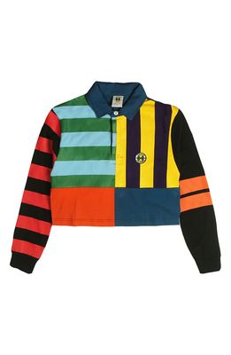 Cross Colours Women's Colorblock Stripe Crop Cotton Rugby Shirt in Multi