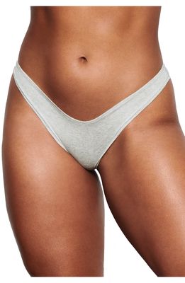 SKIMS Cotton Rib Dipped Thong in Light Heather Grey