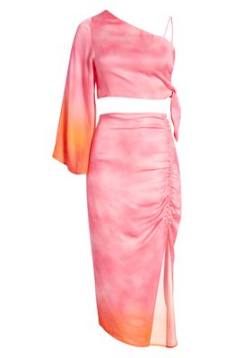 Area Stars Zoey Cotton One-Shoulder Top & Skirt Set in Pink