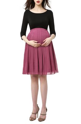 Kimi and Kai Marie Colorblock Pleat Skirt Maternity Dress in Black
