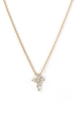 Roberto Coin 'Tiny Treasures' Diamond Cross Pendant Necklace in Yellow Gold