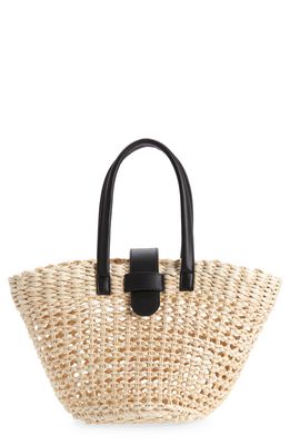 btb Los Angeles Jules Straw Tote in Natural/Black