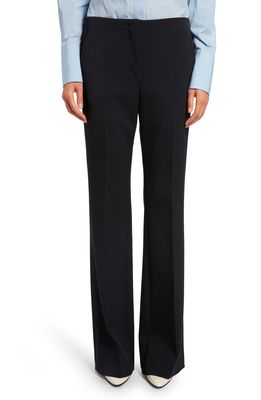The Row Vasco Straight Leg Double Face Wool Blend Trousers in Navy