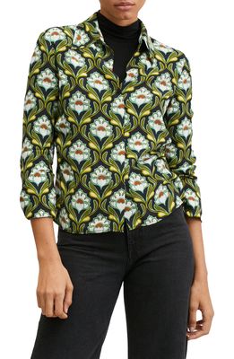 MANGO Floral Print Blouse in Green