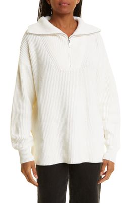 La Ligne Half Zip Cotton Sweater in Cream