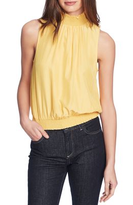 Court & Rowe Smock Detail Satin Halter Top in Canary Gold