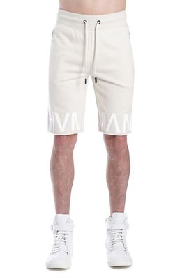 HVMAN Logo French Terry Sweat Shorts in Cream