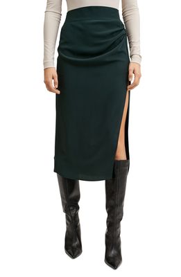 MANGO Vent Midi Skirt in Dark Green