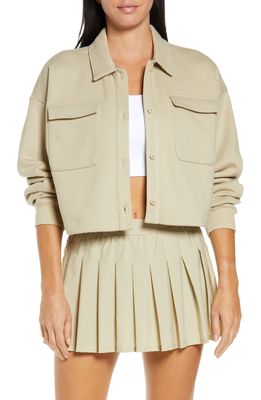 Alo Renown Crop Button-Up Shirt in California Sand