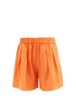 Asceno - Zurich Organic-linen Shorts - Womens - Orange