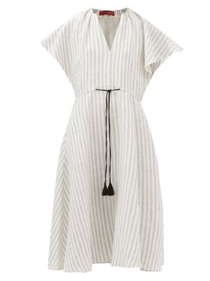 Altuzarra - Romy Striped Linen-hopsack Kaftan Dress - Womens - Ivory Multi