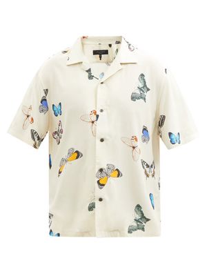 Rag & Bone - Avery Butterfly-print Crepe Shirt - Mens - White Multi