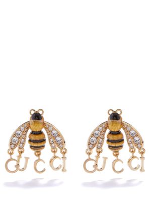 Gucci - Bee Enamel & Crystal Earrings - Womens - Gold Multi