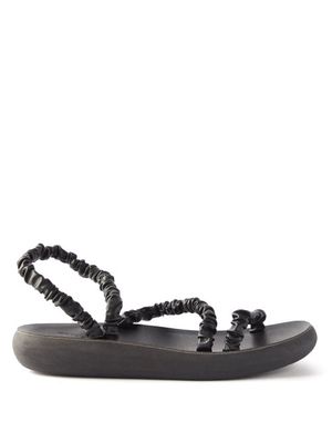 Ancient Greek Sandals - Scrunchie Eleftheria Leather Sandals - Womens - Black