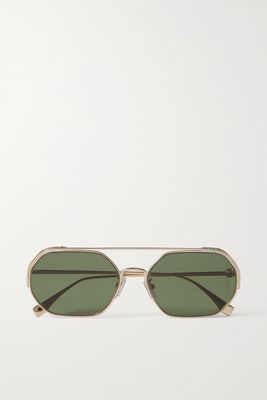 Fendi - O'lock Hexagon-frame Gold-tone Sunglasses - one size