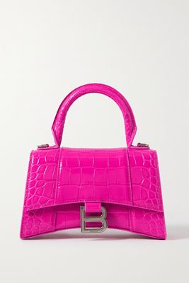 Balenciaga - Hourglass Xs Croc-effect Leather Tote - Pink