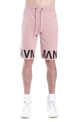 HVMAN Logo French Terry Sweat Shorts in Dusty Pink