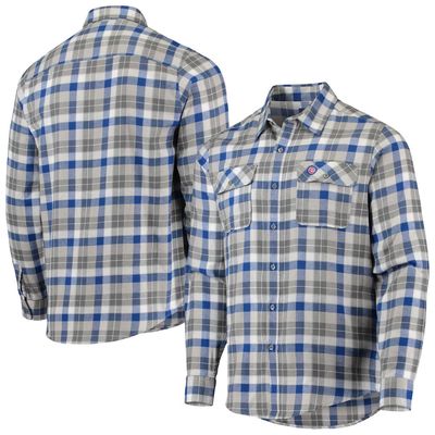 Men's Antigua Royal/White Chicago Cubs Ease Flannel Button-Up Long Sleeve Shirt