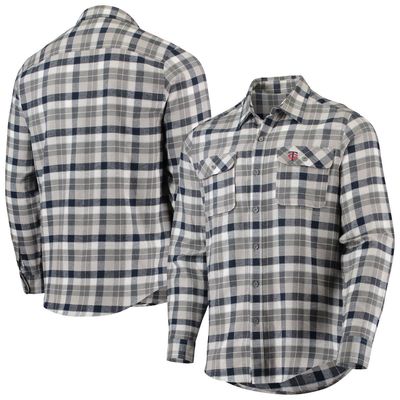 Men's Antigua Navy/White Minnesota Twins Ease Flannel Button-Up Long Sleeve Shirt