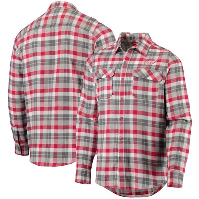 Men's Antigua Red/Gray Detroit Red Wings Ease Plaid Button-Up Long Sleeve Shirt