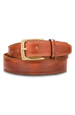 Bosca Amalfi Leather Belt in Amber