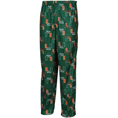 GENUINE STUFF Miami Hurricanes Youth Green Team Logo Flannel Pajama Pants