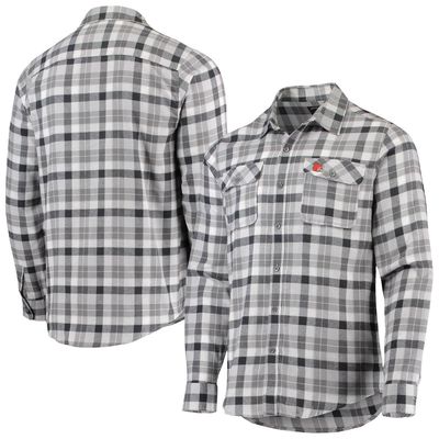 Men's Antigua Charcoal/Gray Cleveland Browns Ease Flannel Long Sleeve Button-Up Shirt