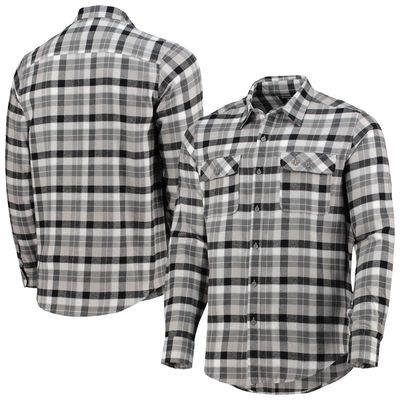 Men's Antigua Black/Gray New Orleans Saints Ease Flannel Long Sleeve Button-Up Shirt