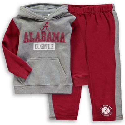 Toddler Colosseum Heathered Gray/Crimson Alabama Crimson Tide Back To School Fleece Hoodie And Pant Set in Heather Gray