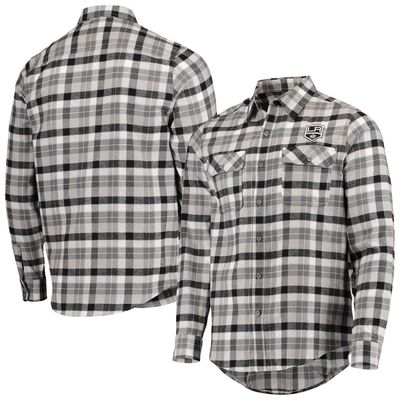 Men's Antigua Black/Gray Los Angeles Kings Ease Plaid Button-Up Long Sleeve Shirt