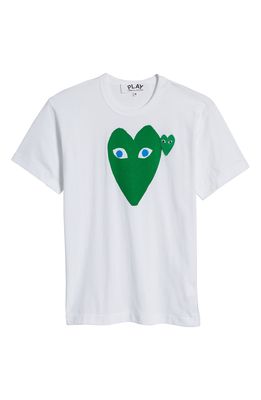 COMME DES GARCONS PLAY Men's Heart Face Graphic Tee in White