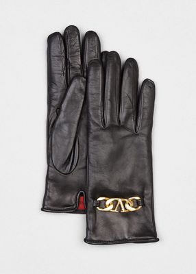 VLOGO Chain Leather Gloves