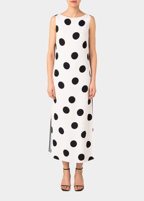 Bicolor Polka Dot Side-Slit Maxi Dress