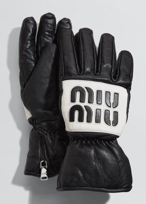 Logo Zip Napa Leather Gloves