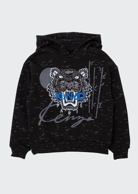Boy's Embroidered Tiger Marled Hoodie, Size 2-4