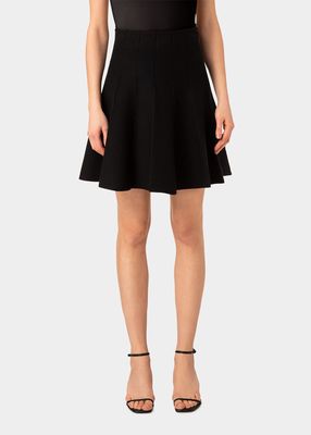 Fit-&-Flare Paneled Wool Mini Skirt