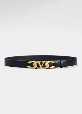 VLOGO Chain Leather Belt