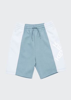 Boy's Cross Logo Two-Tone Jogger Shorts, Size 6-12