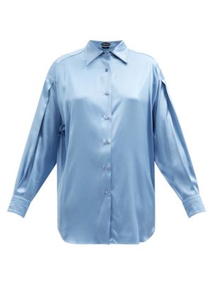 Tom Ford - Silk-blend Satin Shirt - Womens - Light Blue