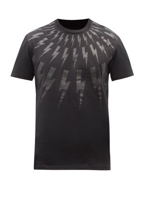 Neil Barrett - Lightning-print Cotton-jersey T-shirt - Mens - Black