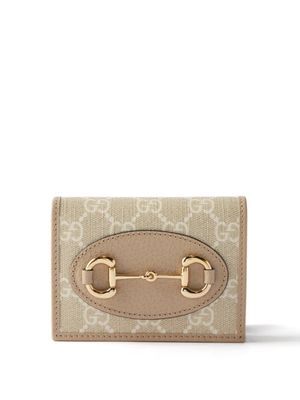 Gucci - 1955 Horsebit Gg-canvas And Leather Cardholder - Womens - White Multi