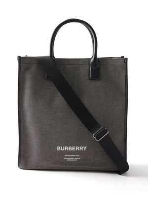 Burberry - Denny Cotton-canvas And Leather Tote Bag - Mens - Black Grey